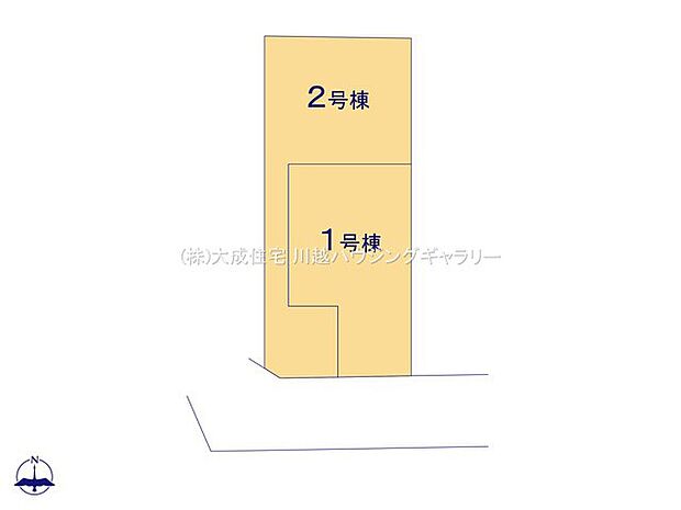 区画図:全2棟：お買い物施設が徒歩圏内にある立地です。