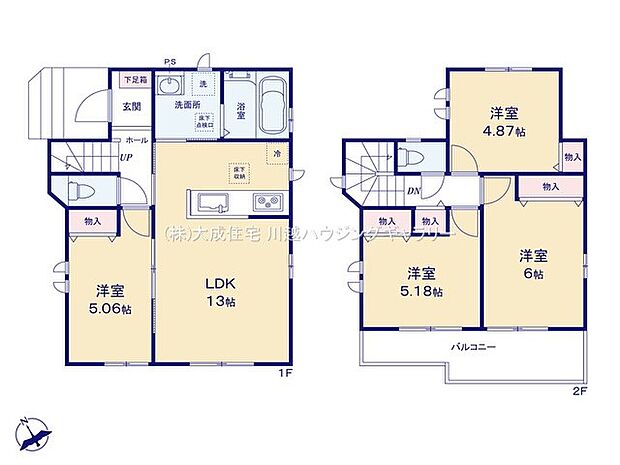 間取り動線良好な水廻りが集中した間取り。