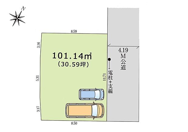 区画図:カースペース2台分ございます！