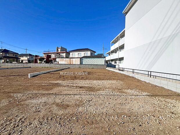 外観:3号棟：建築条件なし！お好きなハウスメーカーで建築可能です！　現地写真2026.1.12撮影