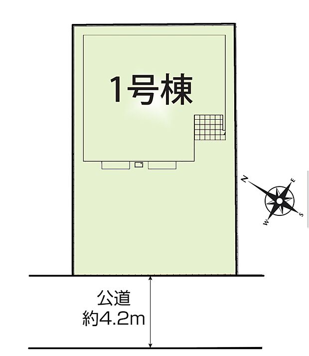 区画図:南西向きの区画で建物に暖かい陽ざしが当たります。
