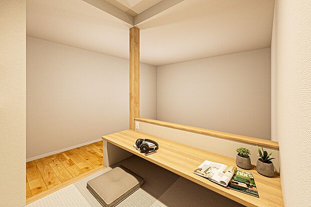 内装:選べる4つのプラン：一段上がった小上がりは、読書やくつろぎの時間にぴったり。