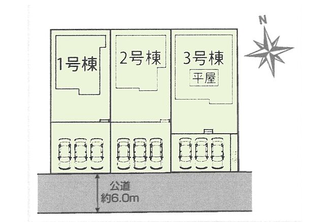区画図:全3棟：落ち着きのある閑静な住宅街です＾＾