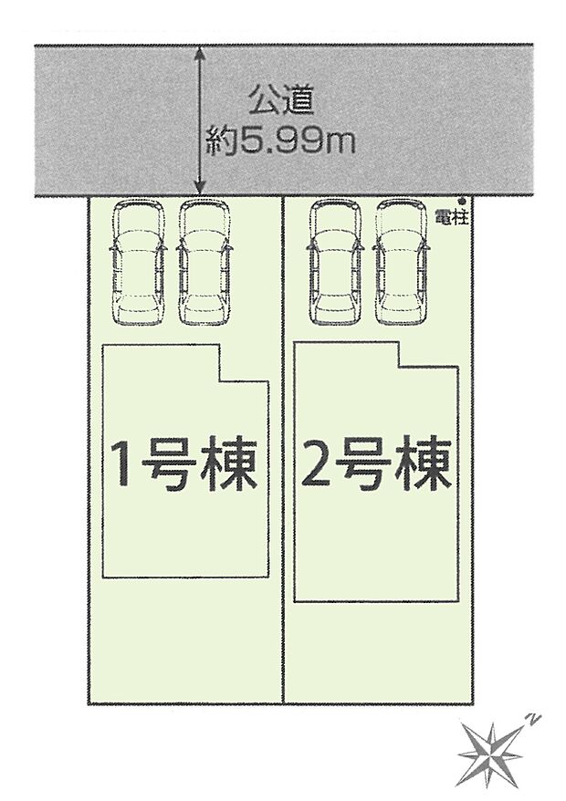 区画図:全2棟：整形地を活かした、無駄のない建物配置＾＾
