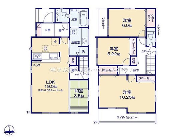 間取り3号棟：家族が自然と顔を合わせるリビングスルー階段。