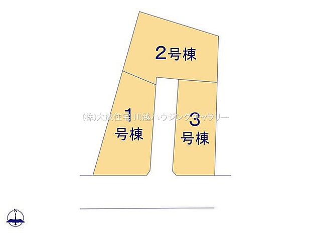 区画図:全3棟：2路線以上利用可能な立地で利便性良好。