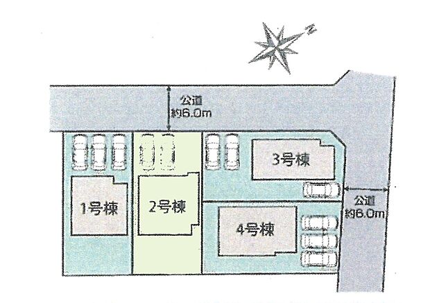 区画図:2号得:カースペース2台分あり!(車種による)