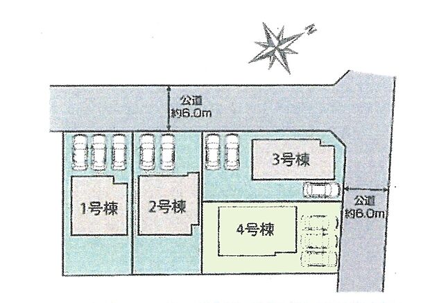 区画図:4号得：カースペース3台分あり！（車種による）