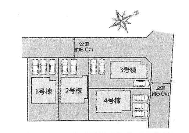 区画図:全4棟：住環境良好エリアです＾＾