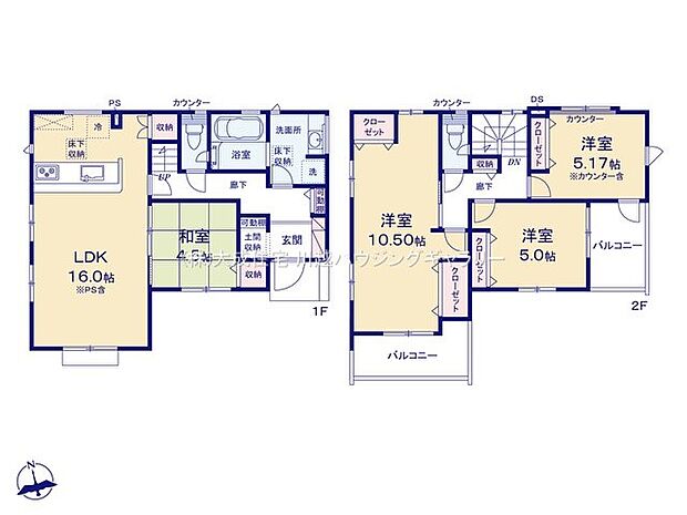 間取り全居室南側です。ライフステージ等に合わせて2部屋に変更可能な居室ございます。