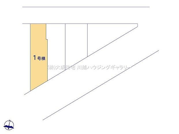 区画図:1号棟：商業施設まで徒歩圏内で便利な立地。
