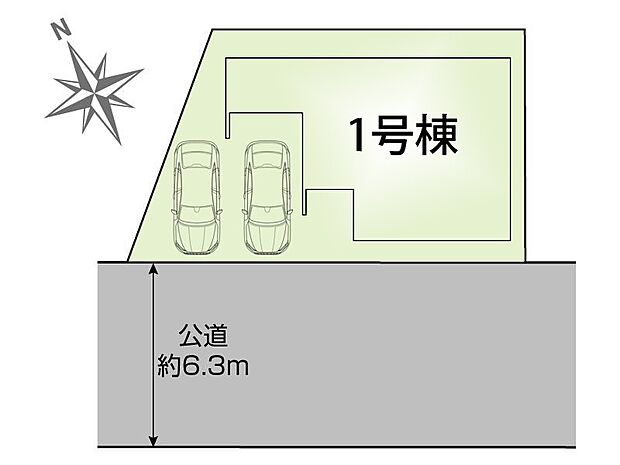 区画図:南西側道路に面した陽当たり良好な区画です。