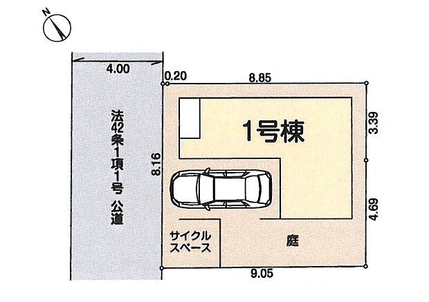 区画図:カースペース1台分ございます！ビルトインガレージで愛車を雨風を守ることが出来ます！