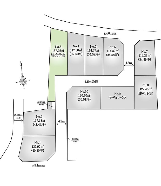区画図:No.3：南側から陽ざしを取り込むことが出来ます。
