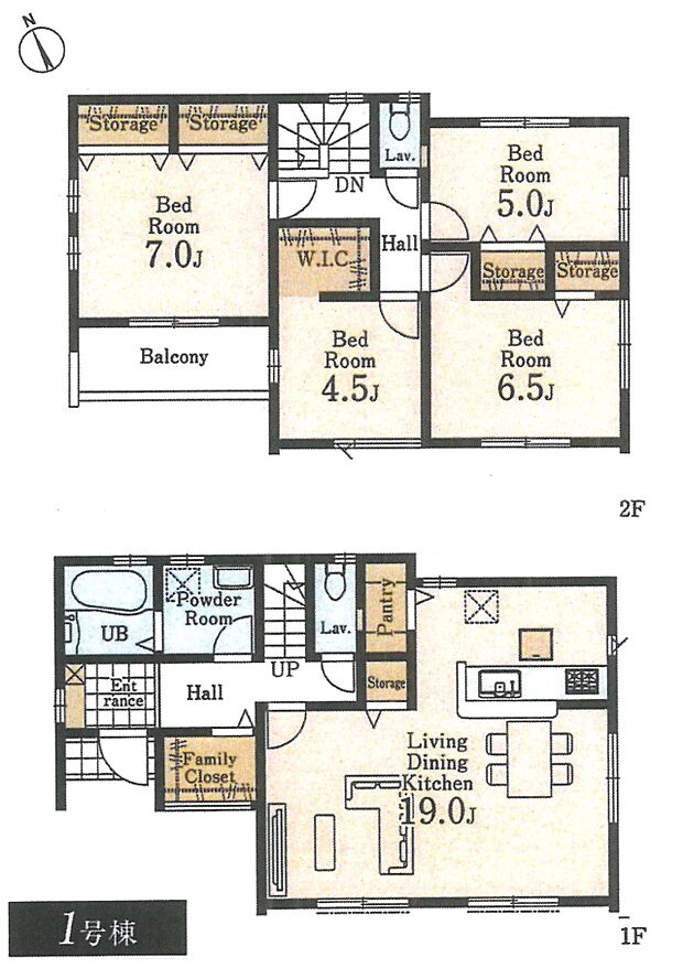 間取り1号棟:LDKゆとりのある広さ!収納スペース充実です^^