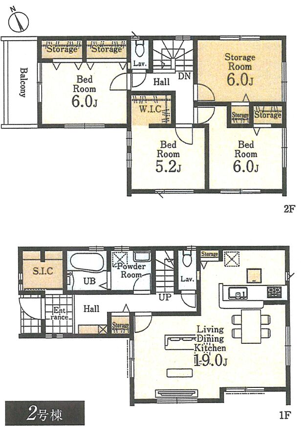 間取り2号棟:LDKゆとりのある広さ!大容量のWIC付です^^