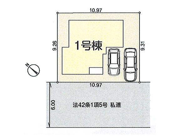 区画図:カースペース2台分ございます!(うち1台は車種による)
