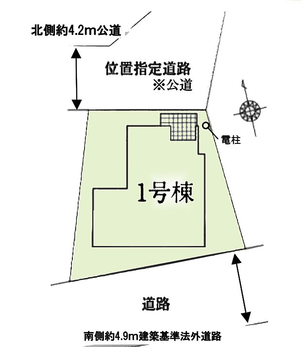 区画図:南側道路に面している為、暖かい陽ざしを室内に取り込めます。