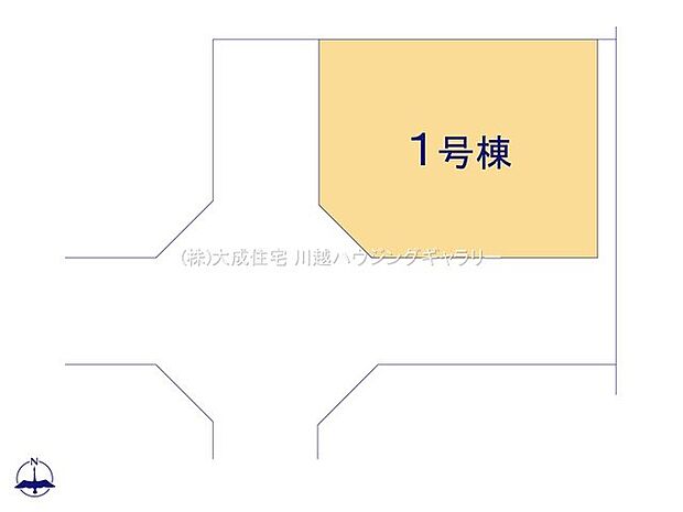 区画図:2面道路に面した角地で駐車が楽になります。