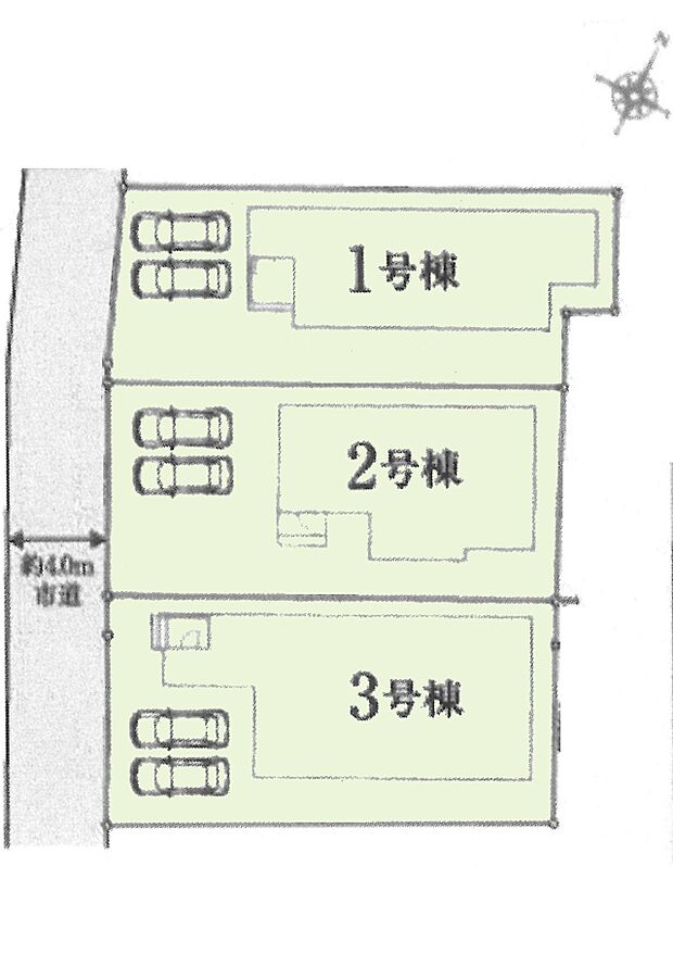 区画図:全3棟:落ち着きのある閑静な住宅街です^^