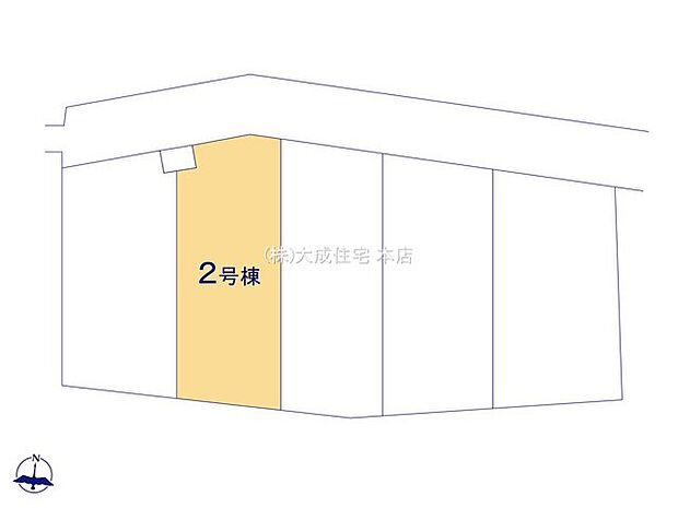 区画図:2号棟:カースペース2台分あり!(車種による)