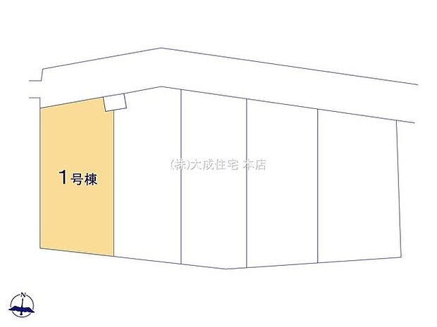 区画図:1号棟:カースペース2台分あり!(車種による)