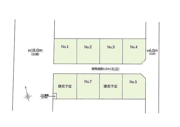 区画図:全6区画::落ち着きのある閑静な住宅街です^^