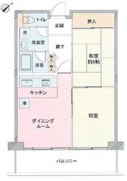若葉台マンション 2LDKの間取図画像