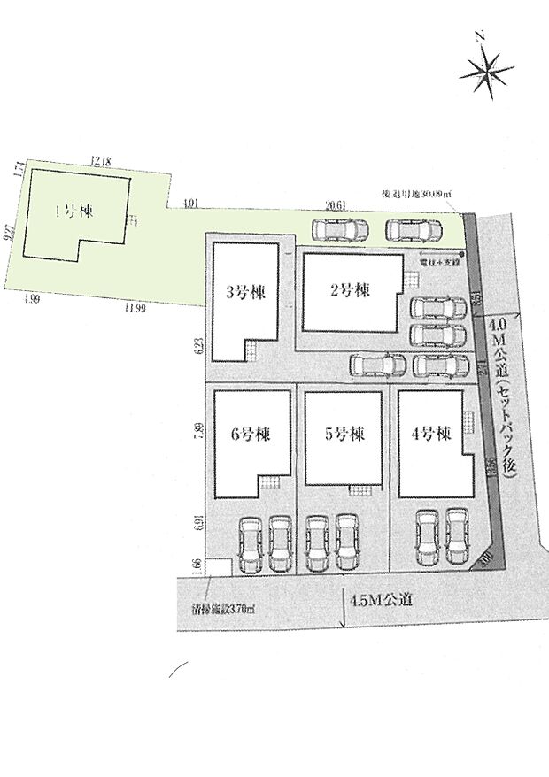 区画図:1号棟:カースペース2台分あり!(車種による)