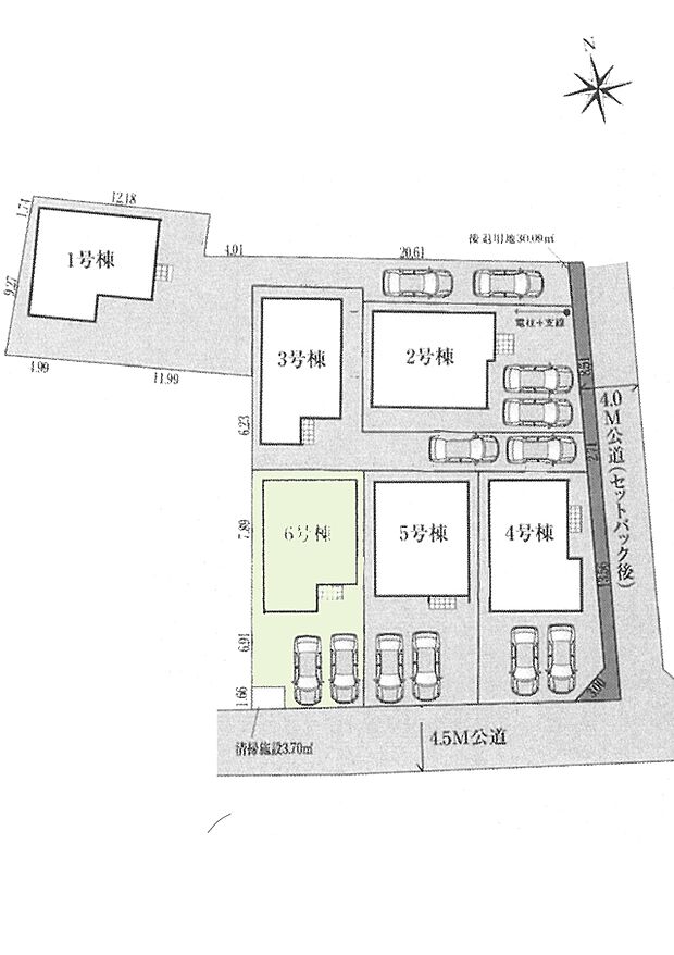 区画図:6号棟：カースペース2台分あり！（車種による）