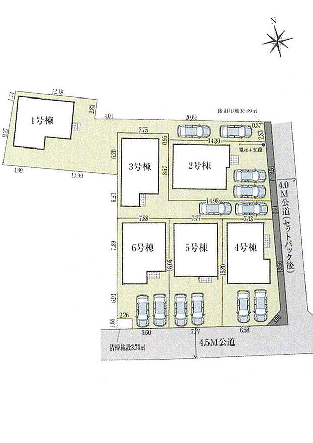 全体区画図：カースペース2台分あり！（車種による）