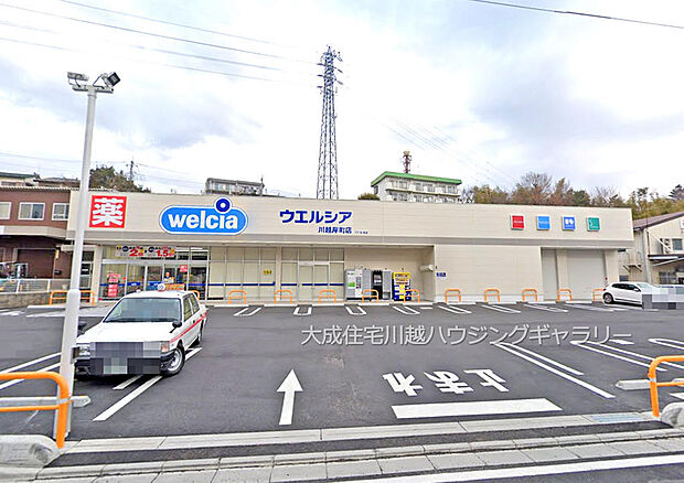 ウエルシア川越岸町店まで350m 徒歩5分。お薬だけでなく、日用品のお買い物も可能です。