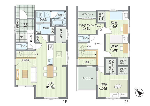 家事効率を考えた水回り集約動線全居室に収納スペースを確保した機能的な2(3)LDK!