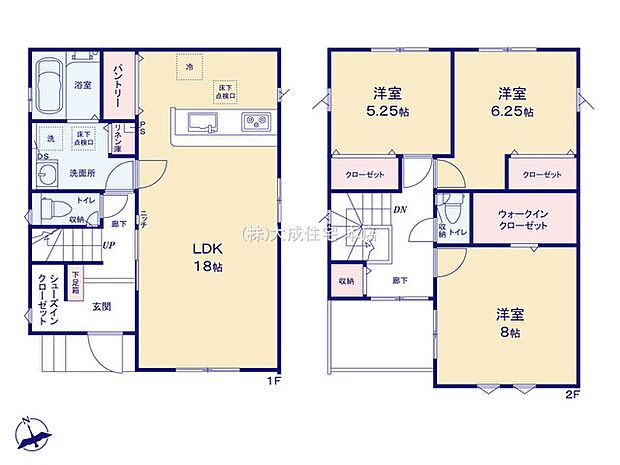 No.2:シューズクローク&大容量WIC完備!18帖LDKと充実収納の邸宅