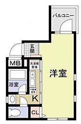 エスぺリオ 1階ワンルームの間取り