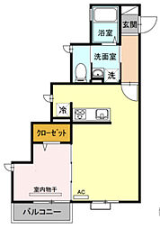 アフェット 2階1LDKの間取り