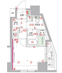 ハーモニーレジデンス大森山王 15階1Kの間取り