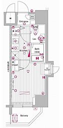 グランド・ガーラ大森 11階1Kの間取り