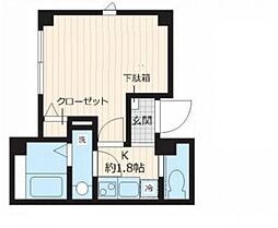 メゾン・ドゥ・ソレイユ 4階1Kの間取り