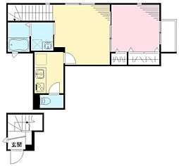 リュエル 2階1LDKの間取り