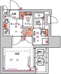 ハーモニーレジデンス川崎 1Kの間取図画像