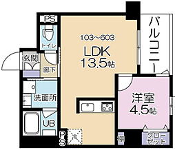 コンフォートスクエア川崎 1LDKの間取図画像