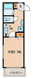 サンセール・クール 1Kの間取図画像