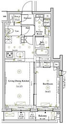 AXAS南蒲田アジールコート 1LDKの間取図画像