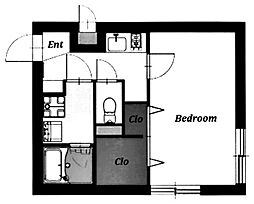 b'CASA港町 1Kの間取図画像