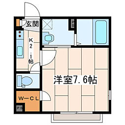 Newアサヒハイツ 1Kの間取図画像