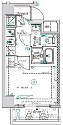アンベリールマーロ横濱 1Kの間取図画像