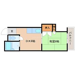 カーサフジイ 1DKの間取図画像