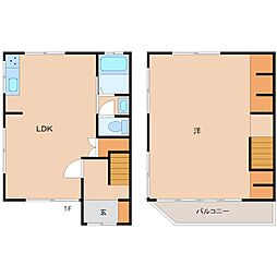 東園田6丁目貸家 1LDKの間取り