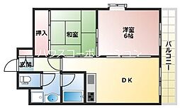 エスパシオ塚口 1階2DKの間取り